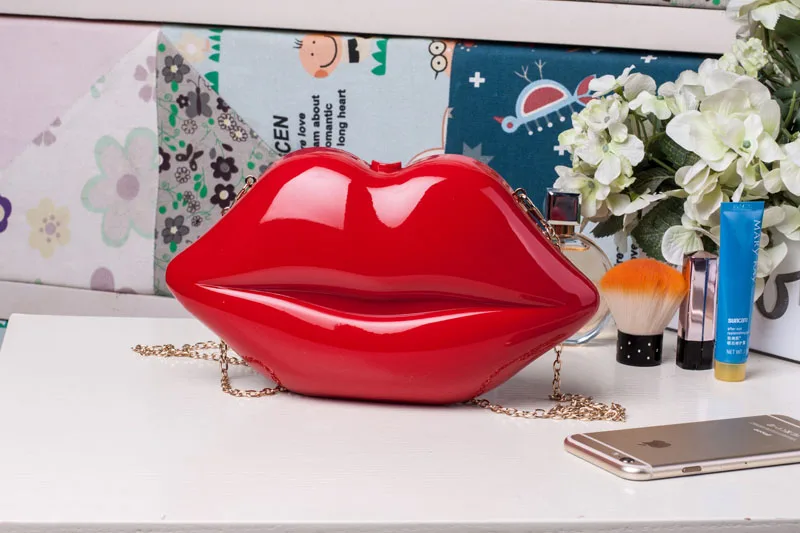 

Hot sale 2021 red lips clutch bag women evening bags small purse handbags acrylic clutch party wedding bag shoulder bag