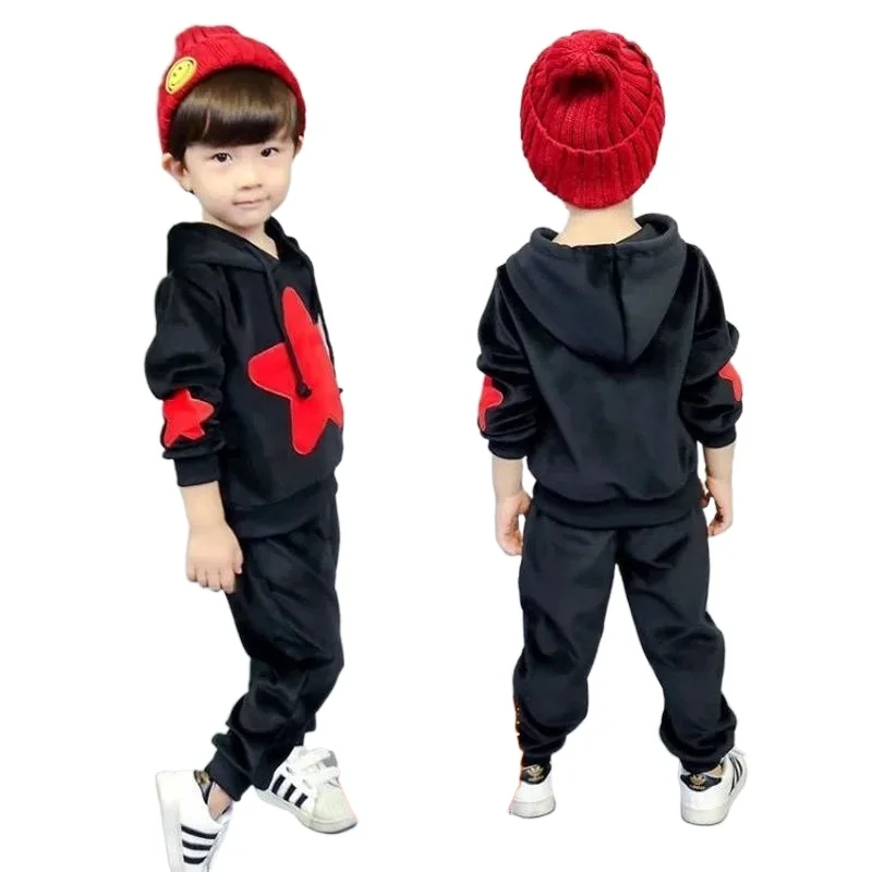 

Kids Clothes Baby Boys Autumn Warm Suit Children Winter Suede Sets Velvet Thickening Girls Leisure-sweater Clothes Infant