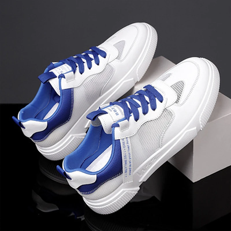 

New 2021 White Male Sneakers Runway Men's Summer Shoes Boys Mesh Casual Flat shoes Summer Breathable Tennis Vulcanized Men Shoe