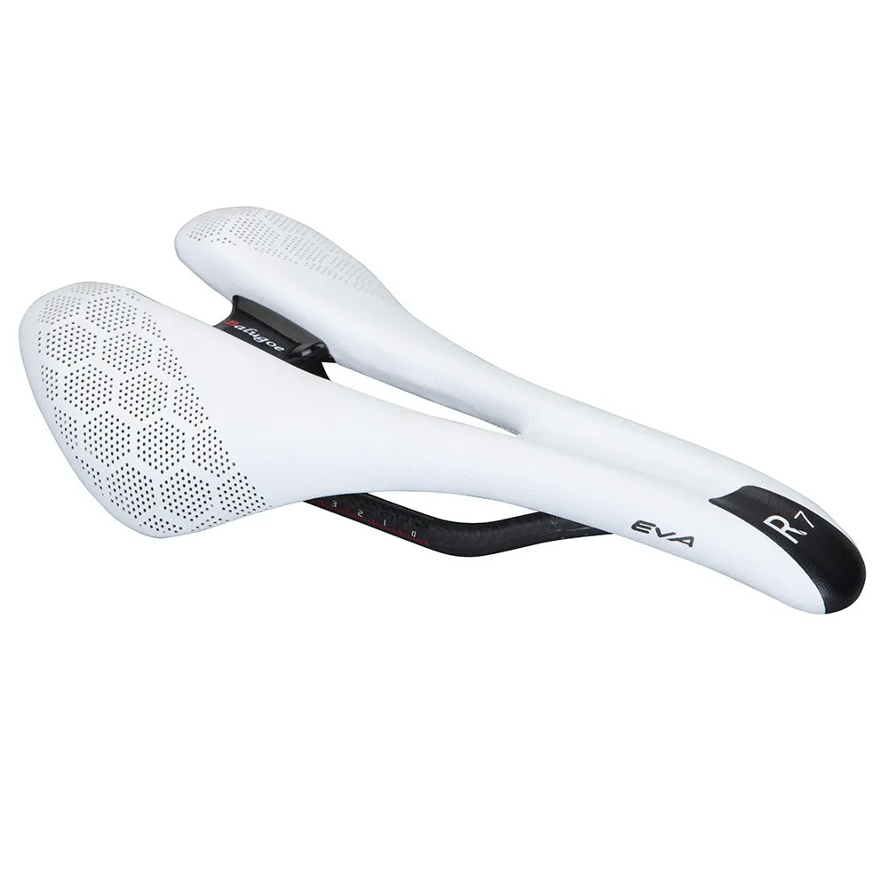

White Saddle Seat Carbon Leather Light Weight Racing Road Bicycle Soft