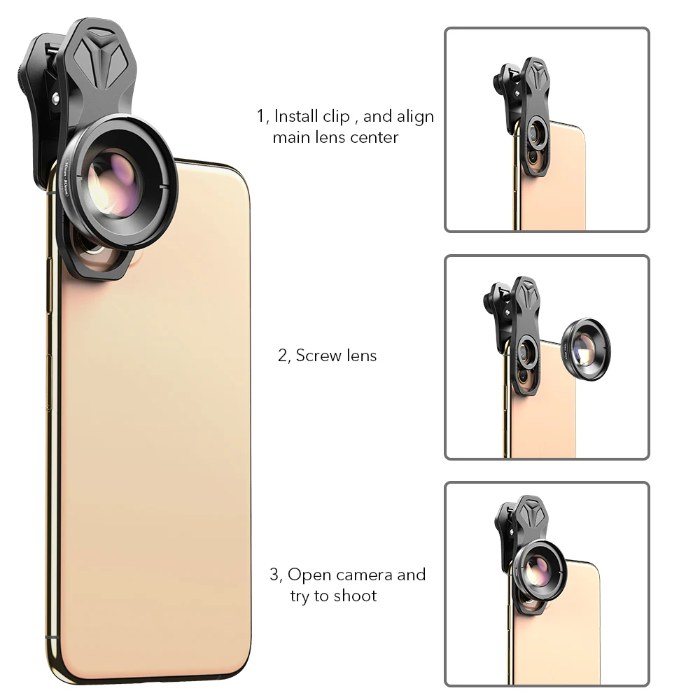 APEXEL HD 30 80 мм Макро объектив фотография 10x Супер линзы для iPhone xiaomi Redmi Huawei