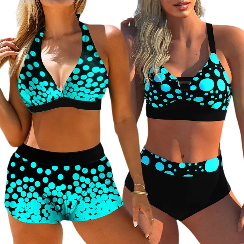 

Новое поступление 2022, ретро женский комплект бикини в горошек, большой размер 3XL, купальные костюмы для женщин размера плюс 5XL, неоновые купа...