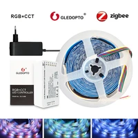 5m gledopto zigbee 3 0 led strip smd 5050 rgbcct rgbcw dimmable flexible light dc12v power google home echo plus voice control