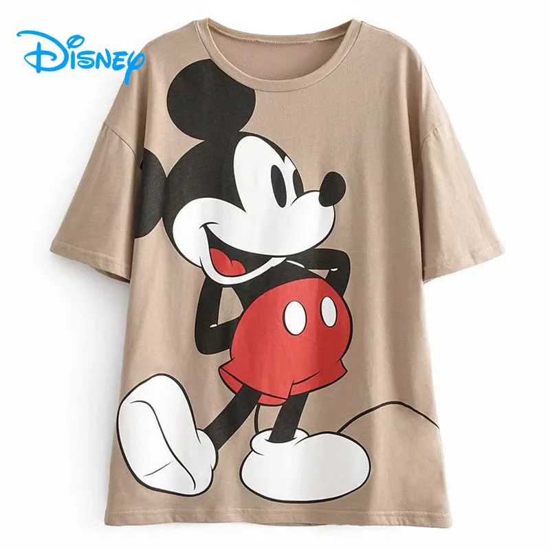

Disney Mickey Mouse Women Cotton T Shirt Summer O-Neck Short Sleeve Casual Cartoon Tshirt Tee Lady Girls Female Femmes Tops