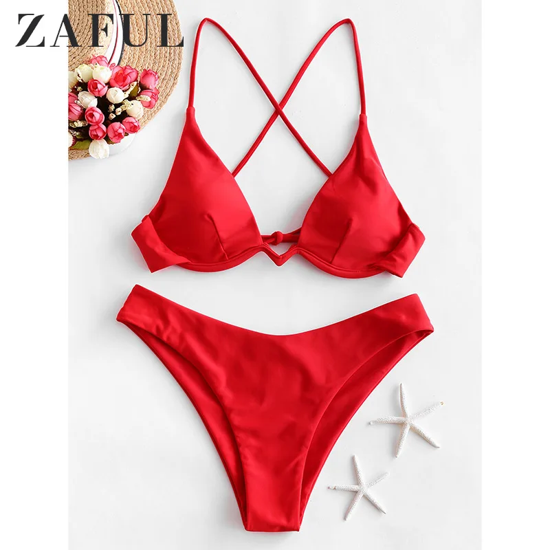 Женский купальник на тонких бретельках с эффектом пуш ап|Комбинезоны| |