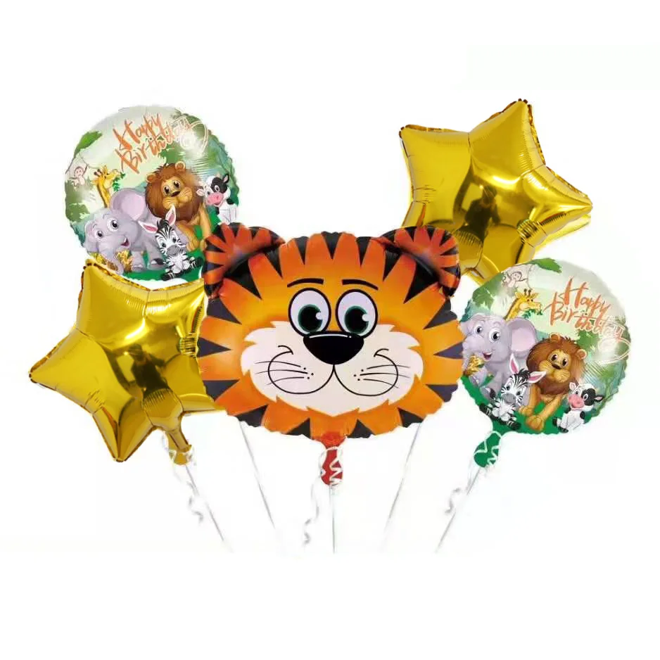 1set-6pcs 1 Набор, животные, вечерние шары из фольги, зоопарк, украшения для тематических вечеринок, баллон, день рождения, украшения для вечеринки, детские игрушки, globos - Цвет: 1set-6pcs