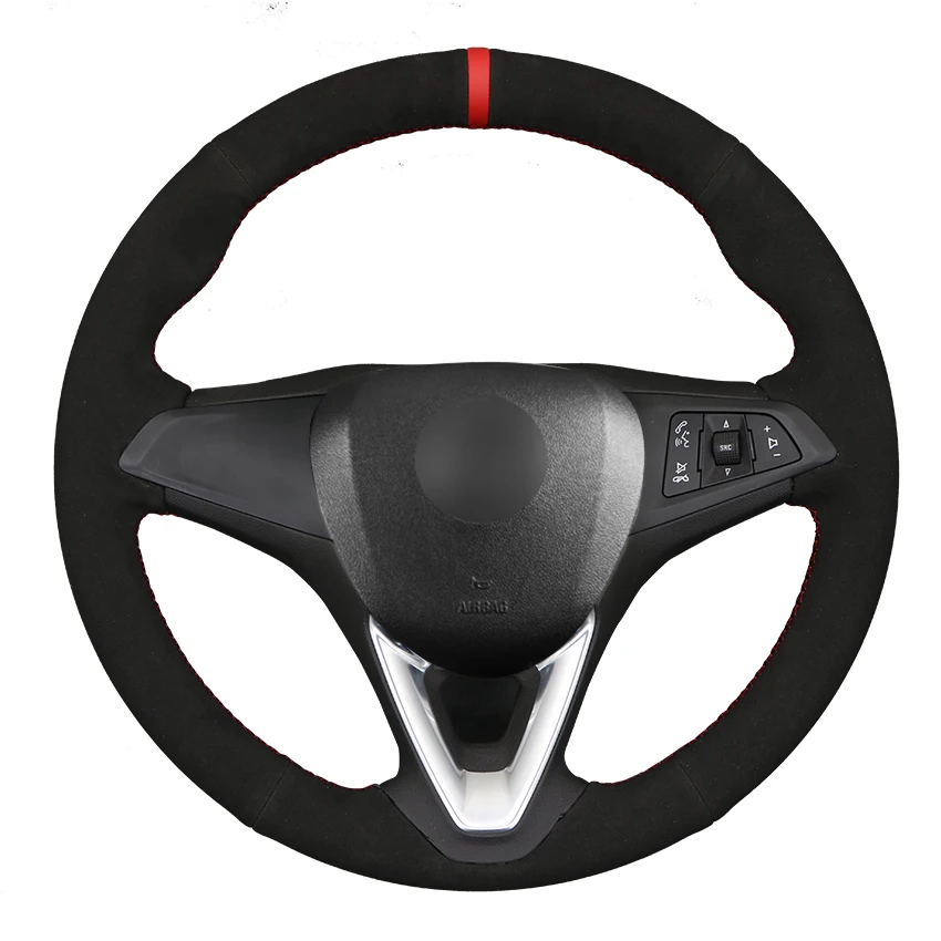 

Hand-stitched Black Suede Car Steering Wheel Cover for Opel Astra (K) Corsa (E) Crossland X Grandland X Insignia