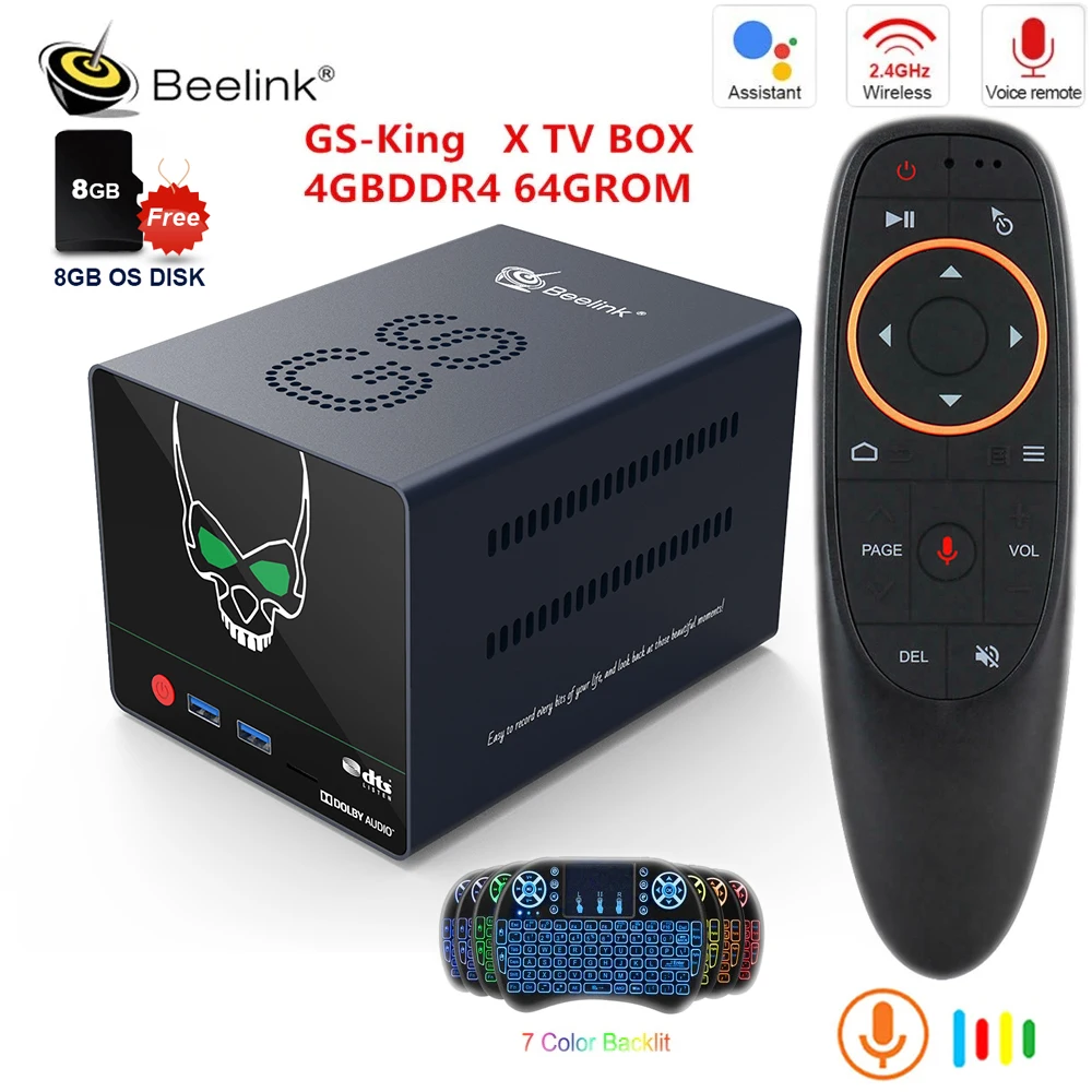 Beelink GS KING X Amlogic S922X H смарт Android 9.0 телевизионная коробка 4GB DDR4 64GB ROM DTS для