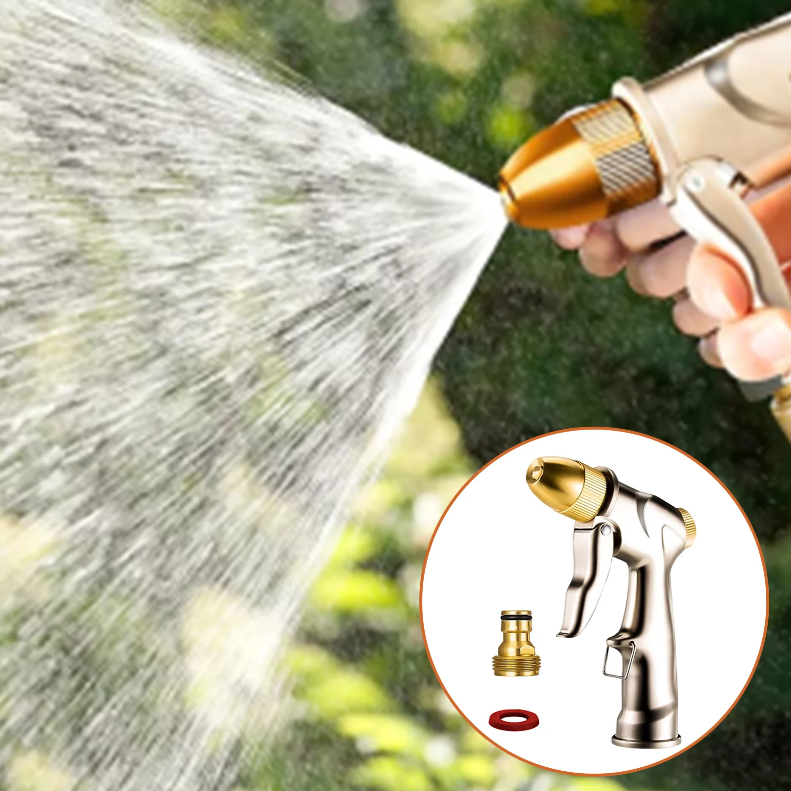 

Garden Hose Pipe Spray Gun With Full Brass Nozzle Heavy Duty Hose Metal Gun 4 Adjustable Patterns High Pressure Spray Gun New
