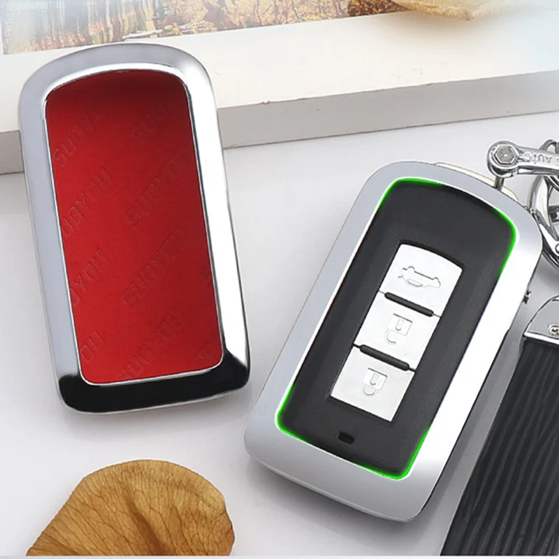 

2019 Fashion Carbon fiber+Zinc alloy Car Key Case Cover For Mitsubishi Outlander Lancer 10 Pajero Sport ASX RVR L200 3 Buttons