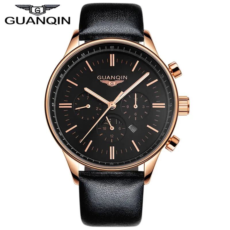 GUANQIN GQ12003 2017 мужские часы лучший бренд Роскошные светящиеся аналоговые модные