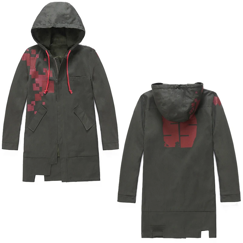 Danganronpa 2 Nagito Komaeda Cosplay Trench Coat Hoodie Army Green Color Long Hooded sweatshirt hoodie Jacket Halloween Costume |
