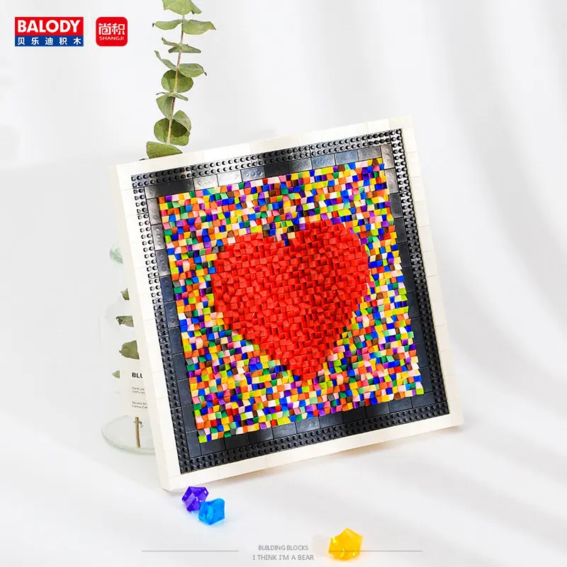 Микро конструктор Balody Pixel с красным сердечком набор конструкторов сделай сам