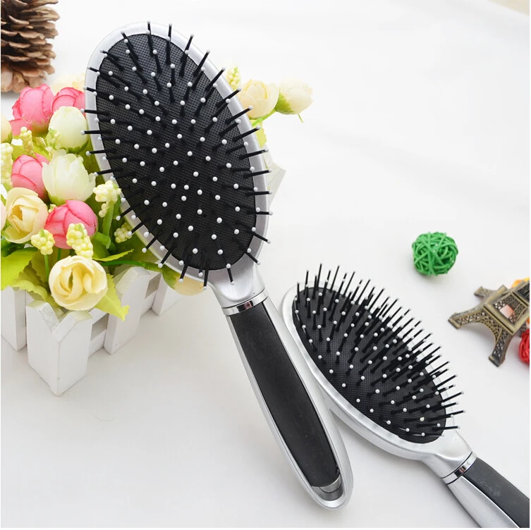 Free shipping 15 pieces/lot black and sliver Paddle brush  Hair Loss Massage Brush Air cushion comb