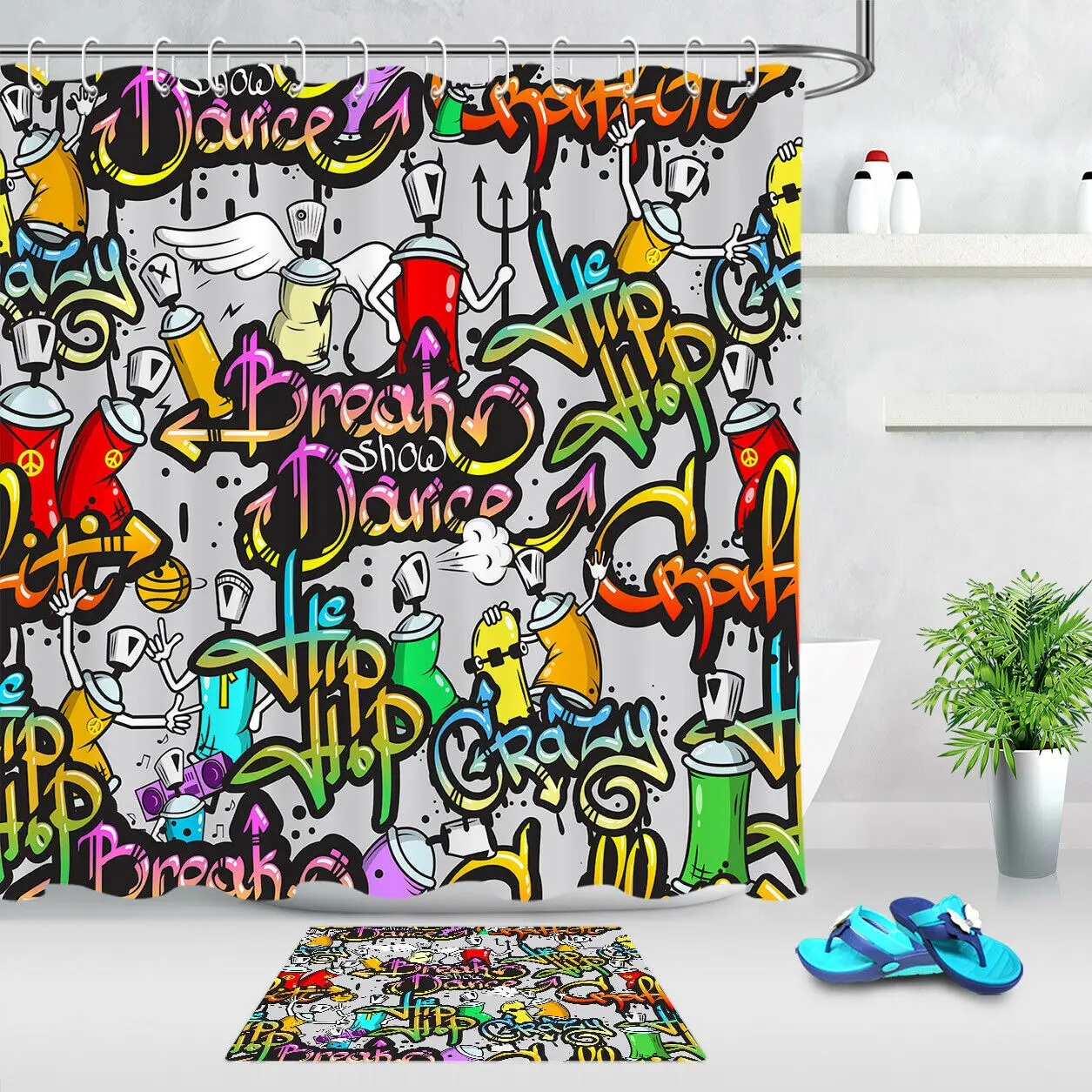 Занавеска для душа в стиле хип-хоп из полиэстера | Дом и сад