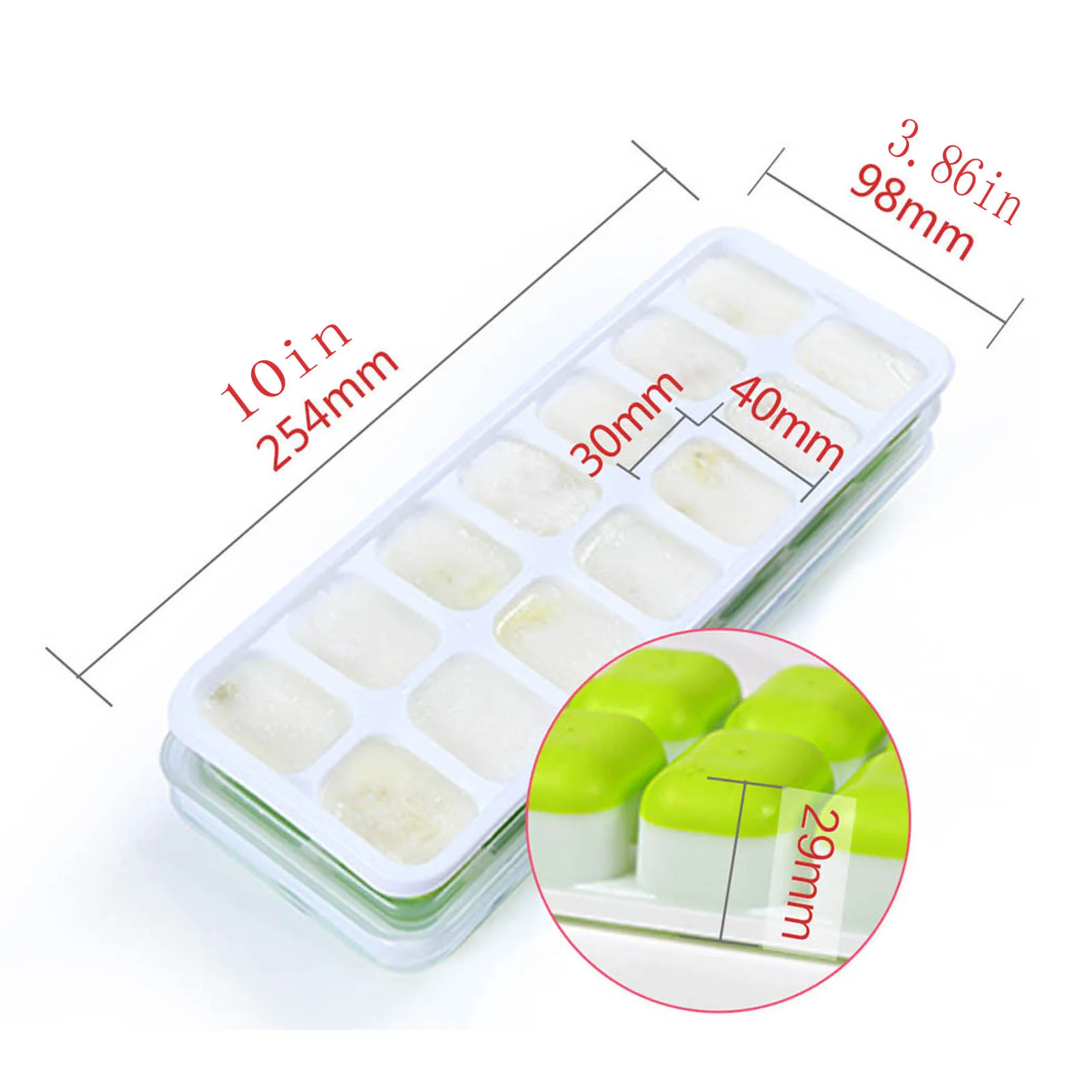

4pc Ice Compartment Easy-release Silicone Flexible Spill-resist Removable Lid Soft Bottom Silicone Ice Tray Box Cold Drink Mold