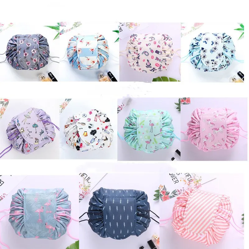 

Women Drawstring Travel Cosmetic Bag Portable Large Travel Folding Cosmetic Pouch Toilet Bags Dustproof Cover Makeup Storage Bag