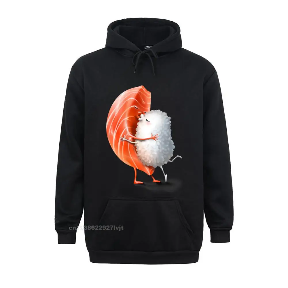 Romantic Japanese Salmon Sushi Hug And Kiss On Valentine Day Hoodie Hoodies High Quality Casual Cotton Male Streetwear Casual