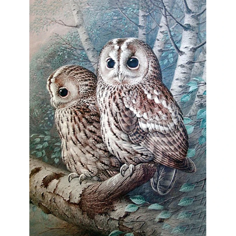 Full Square/Round 5D DIY Animal &quotForest Owl&quot Embroidery Cross Stitch Mosaic Picture Home Decoration Diamond Painting FH673 - купить