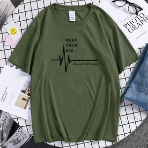 Мужская футболка с надписью Keep Calm and... Not That Calm Funny EKG Heart Rate, качественная футболка, лето 2019