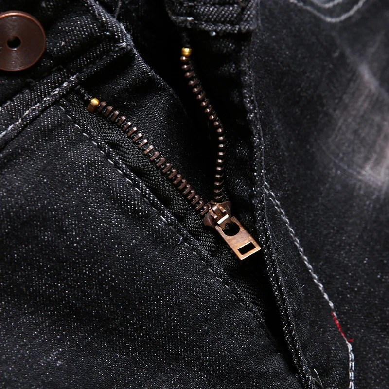 Джинсы мужские Узкие однотонные узкие джинсовые шорты в ковбойском стиле