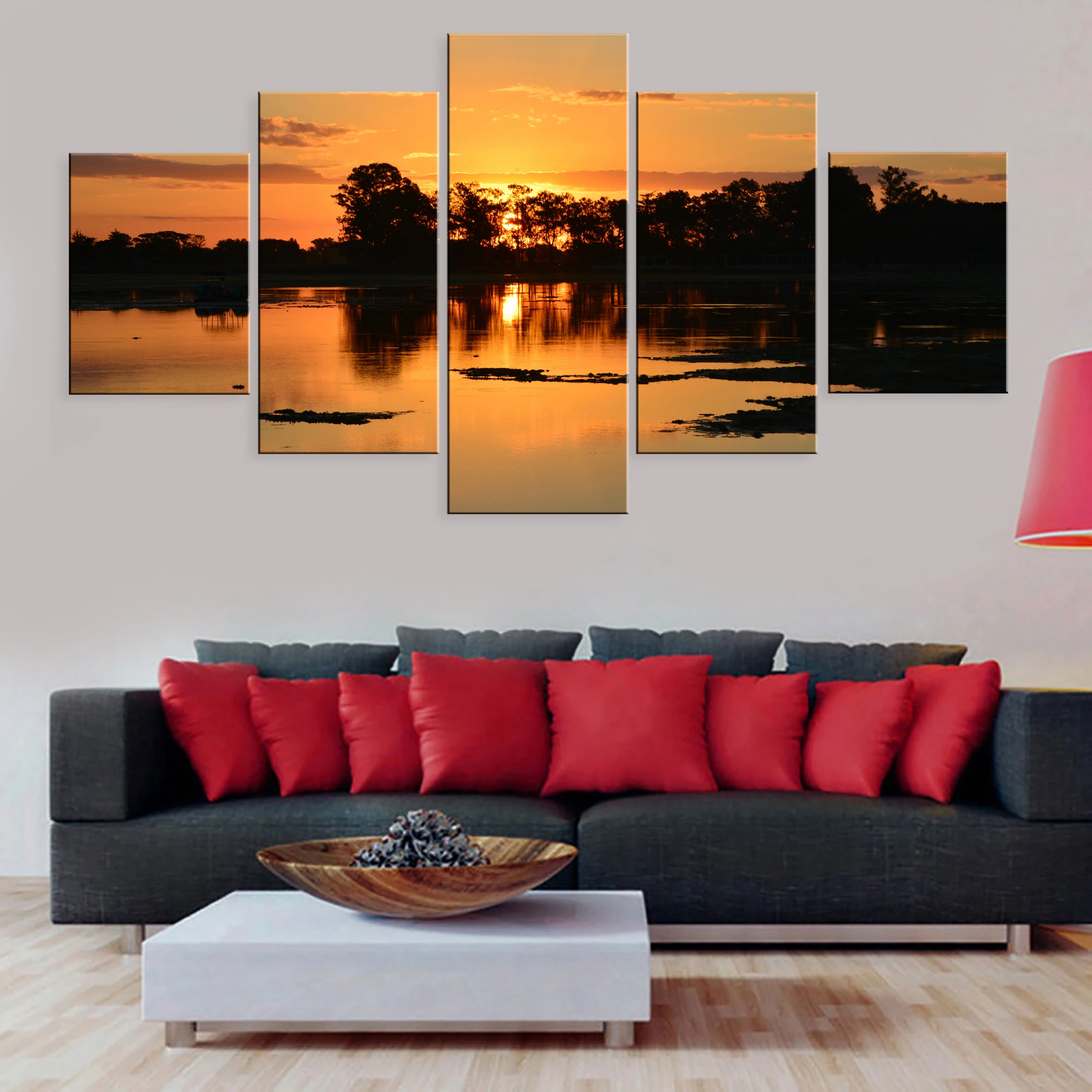 

Hd 5 Piece Poster Painting Canvas Room Home Decor Framework Laguna Beach Sunset Glow Landscape Beautiful Scenery