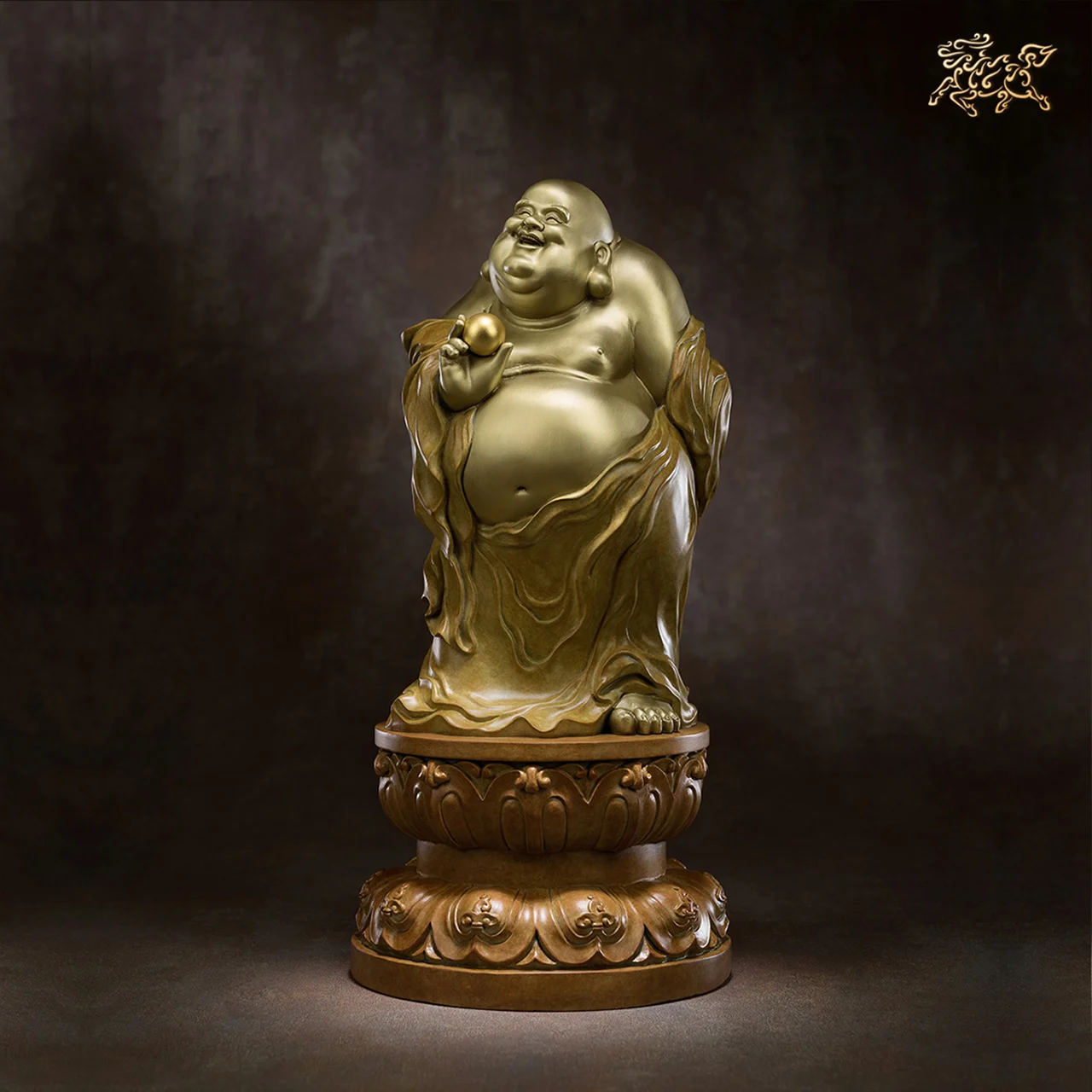 

high grade Buddhist wealth God Maitreya Buddha statue family Protect bring money good luck Handmade brass Sculpture Art