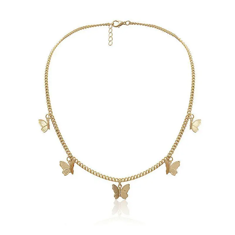 

Butterfly Choker Necklace for Women 2021 Aesthetic Fashion Accessories Simple Jewelry Charm Clavicle Chain Collar Gift Wholesale