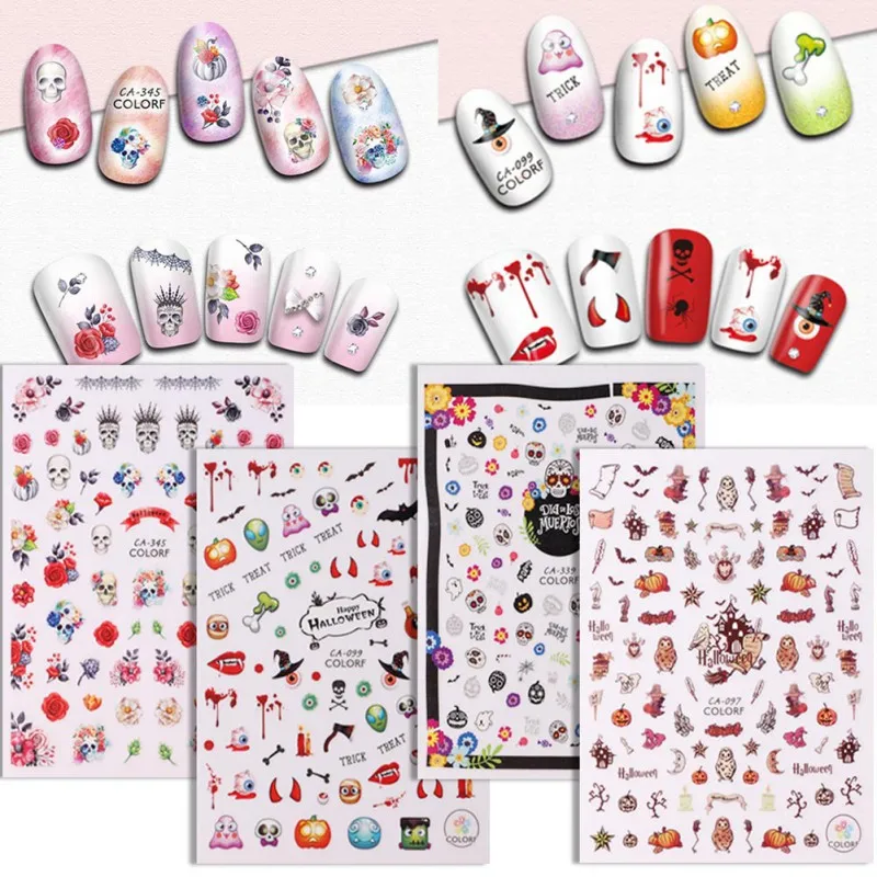 Наклейки для ногтей на Хэллоуин самоклеющиеся наклейки Хэллоуин|Стикеры и
