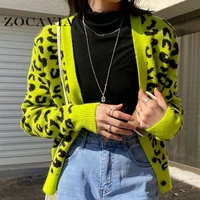 leopard cardigan for women korean fashion womens sweater long sleeve top knitted sweater winter clothes women cardigan mujer