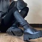 Rimocyвысокие сапоги до колена на платформе и молнии; Коллекция 2021 года; Сезон осень-зима; Высокие сапоги на толстой подошве; Женские черные сапоги из мягкой искусственной кожи