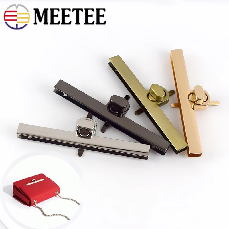 

Meetee 2/5pcs 96X11mm Metal Rectangle Lock Clasp Bag Cover Clip Twist Turn Locks Buckle DIY Luggage Hardware Accessories BF412