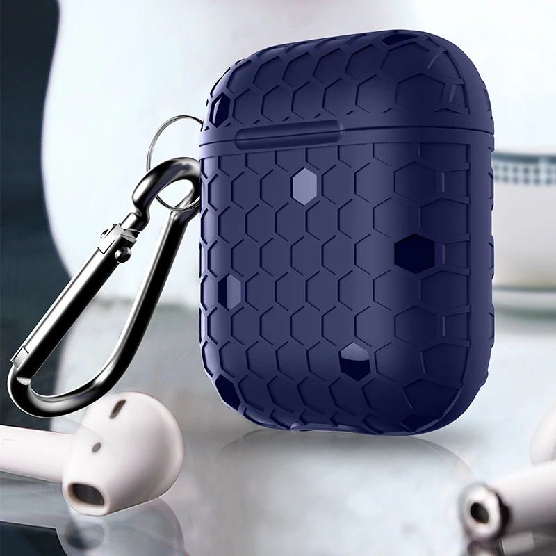 Blue Сетчатый силиконовый чехол для Apple гарнитура для AirPods аксессуары беспроводные Bluetooth наушники мягкий чехол для iPhone AirPods чехол - Цвет: Blue