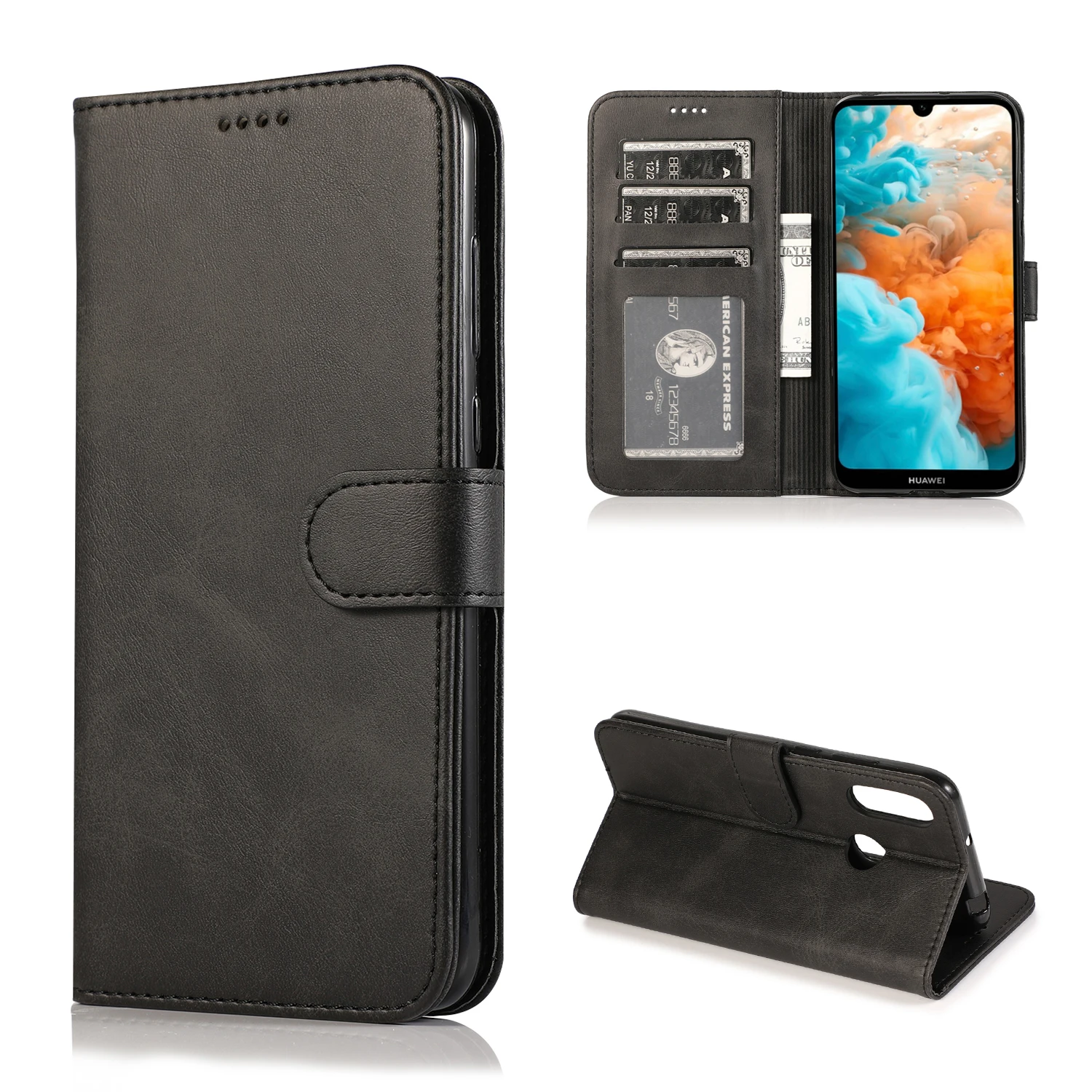 Кожаный флип-чехол-кошелек для huawei Y6, Модный Роскошный чехол для телефона из искусственной кожи, силиконовый плотный чехол для huawei Y6