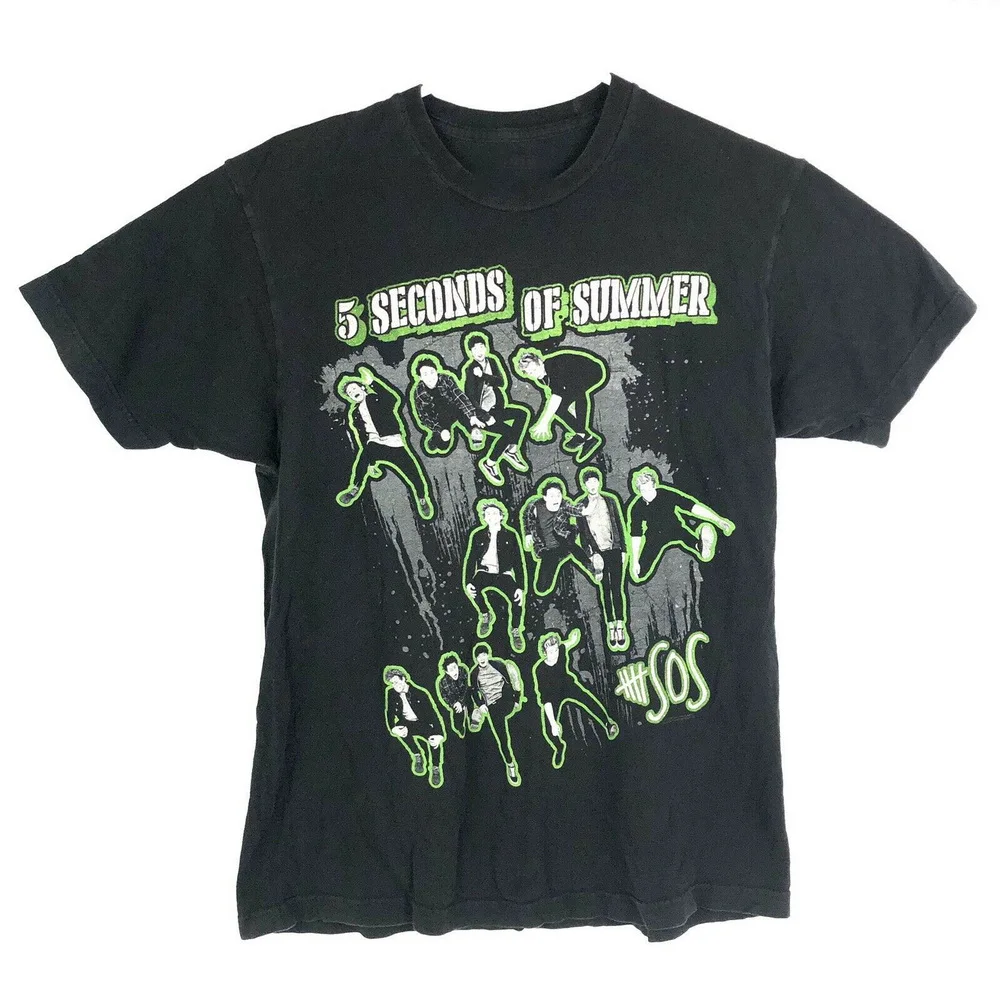 5 секунд лета пять SOS Мужская рубашка Размер M 2014 черная Выцветшая концертная тур