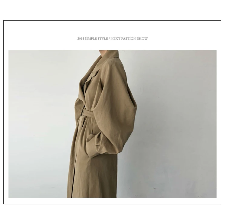 Windbreaker Women Trench Coat Belt Waist Autumn Double Breated Oversize Long Coat Lady Streetwear Korean Outwear