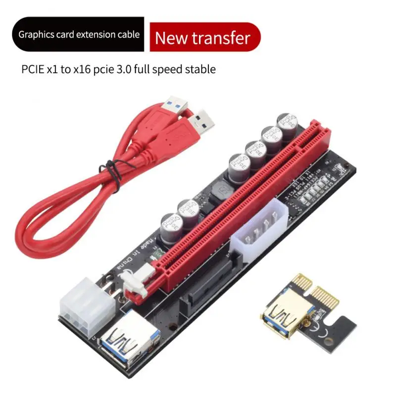 

Новый PCI-E Pcie Riser LED Riser PCI Express адаптер 6Pin SATA адаптер карта SATA к USB 3,0 кабель PCI-E 1X для майнинга BTC