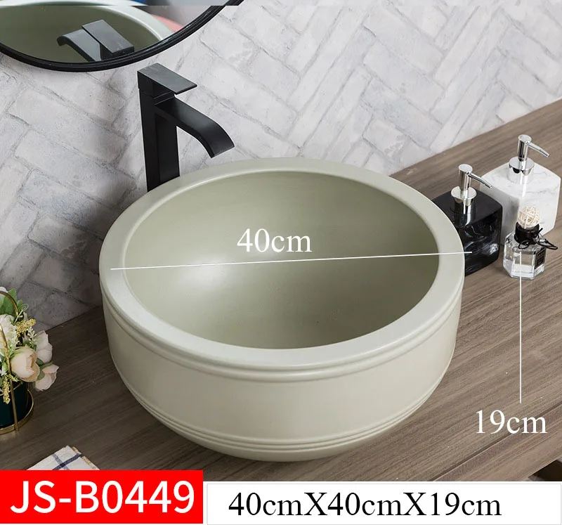 

Jingdezheng Art Countertop Wash Basin Round Washbasin Wash Hand Basins Bathroom Sink