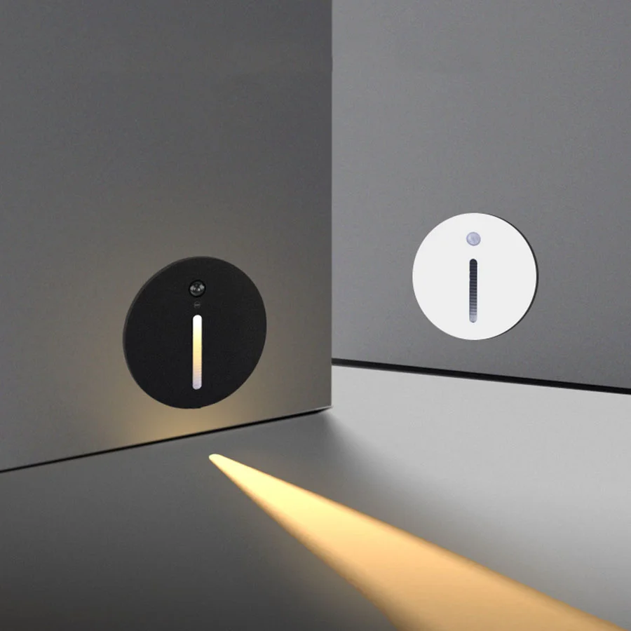 

3W Waterproof Led Step Light With Motion Sensor Aluminum Garden Patio Stair Light Recessed Corrior Wall Corner Lamp Footlight