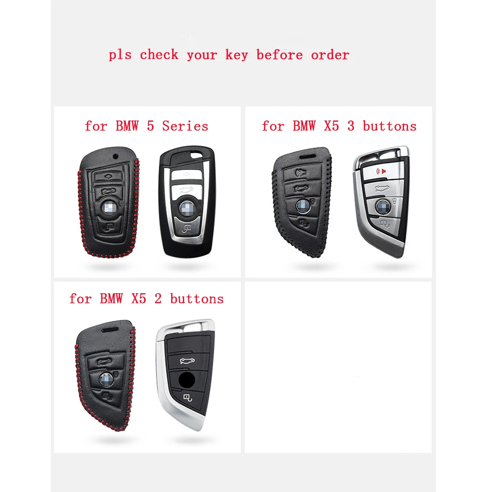

Leather Car Remote Key Case Cover ForBMW 5 Series 525li 320li X3 X4 X5 Auto Keychain Holder Protective Fob Shell Accessories