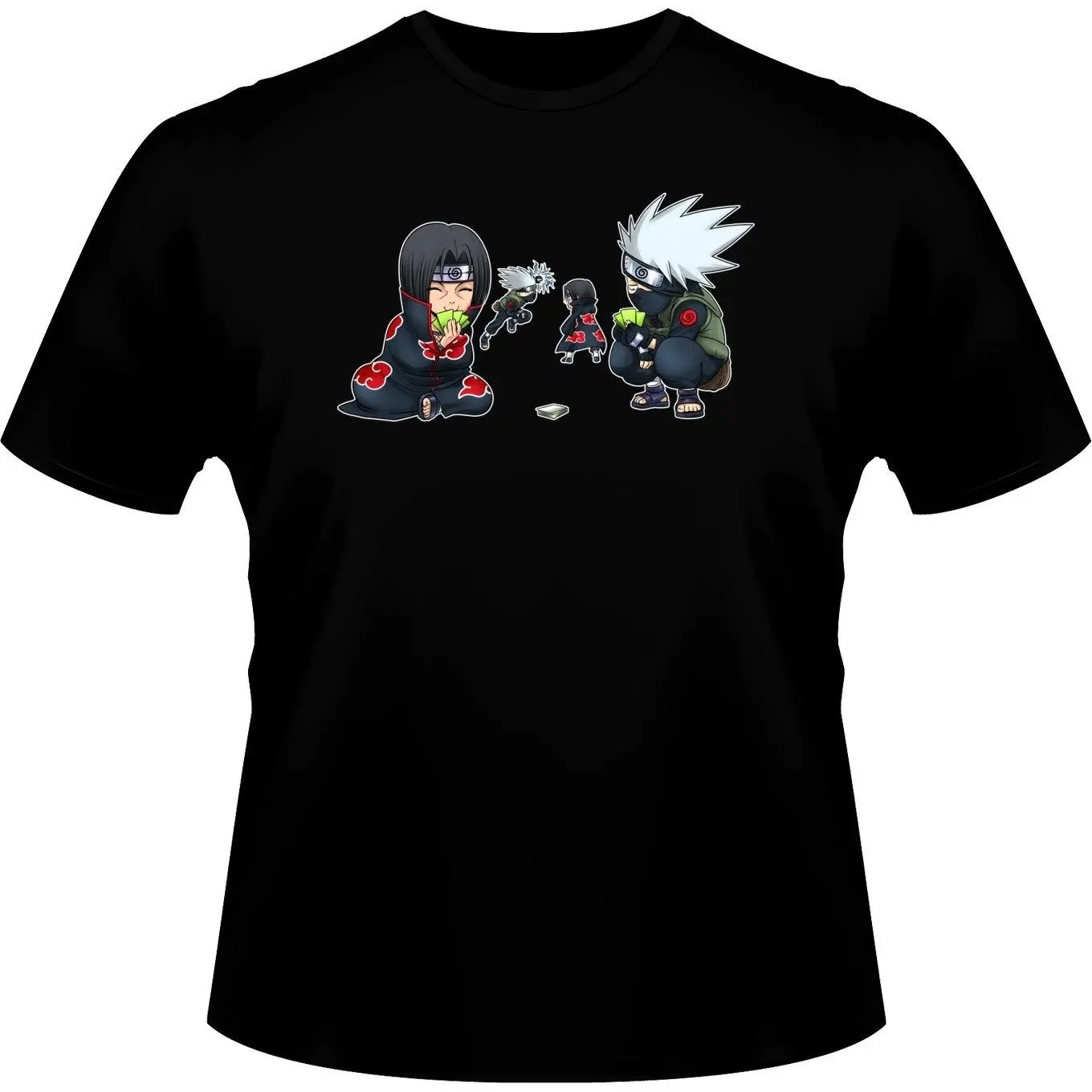 Футболка с рисунком манга Какаси и Итачи топы в стиле Харадзюку модная