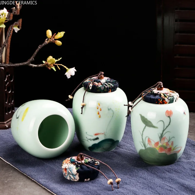 

Chinese Style Ceramics Tea Caddies Tea Set Accessories Portable Coffee Tea Storage Jar Caddy Teaware Accessories Home Decor