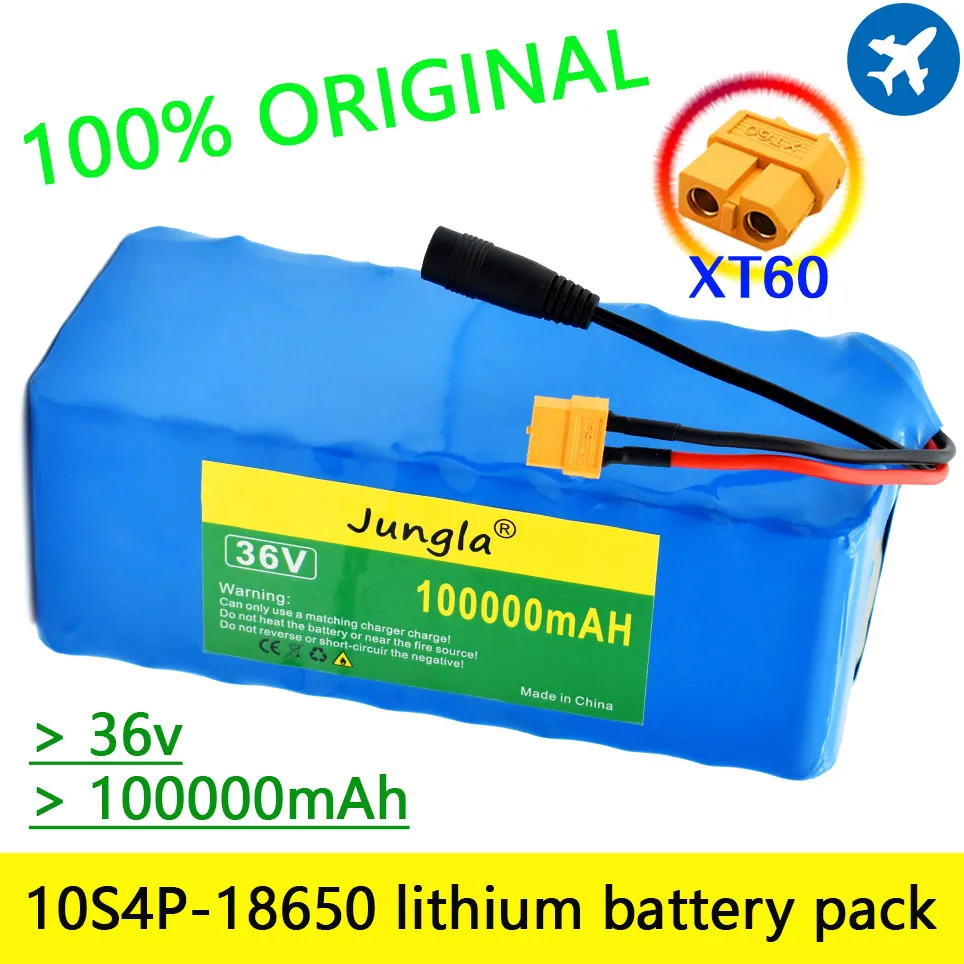 

NEWEST 36V 10S4P 100Ah battery pack 1000W high power battery 42V100000mAh Ebike electric bicycle BMS 42v battery with xt60 plug