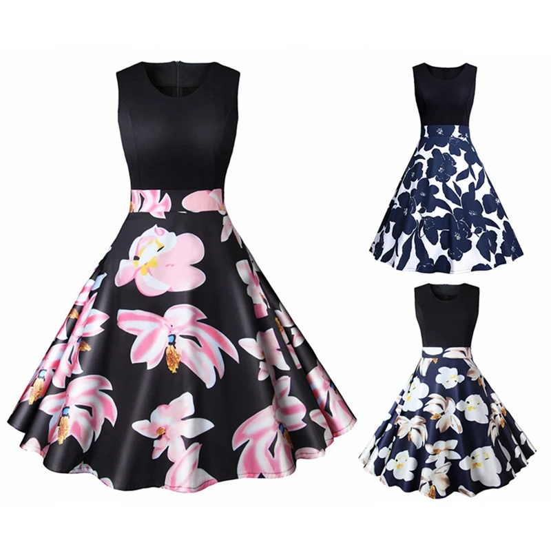 Коктейльное Вечернее платье миди с цветочным принтом в стиле ретро | Женская