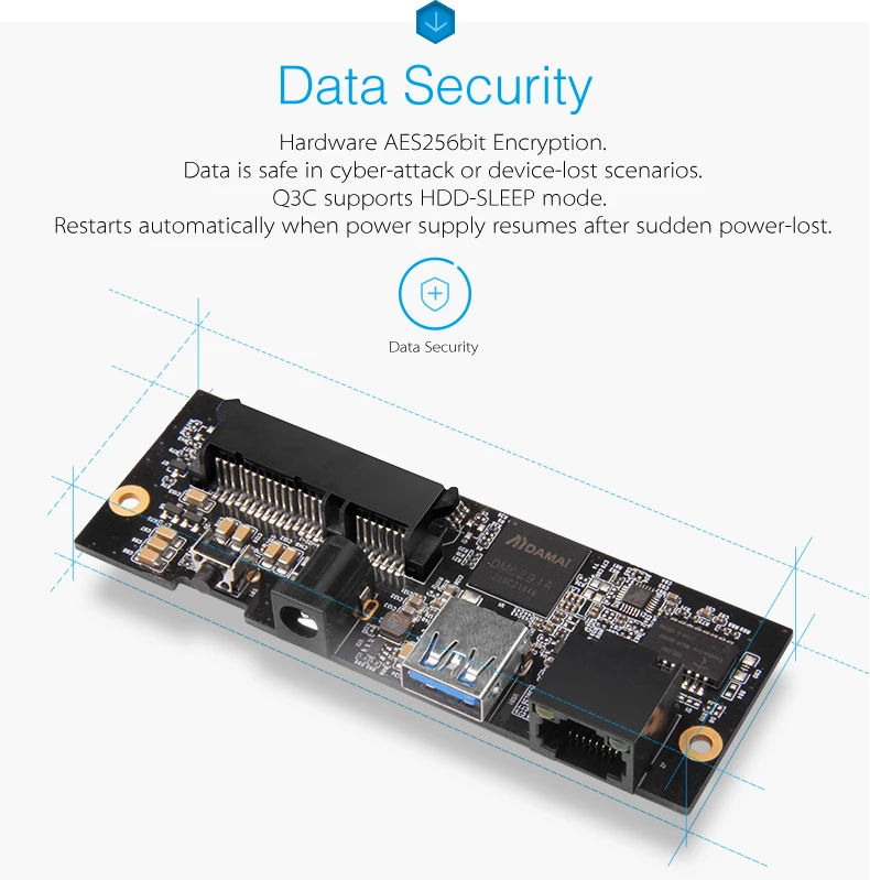 Airdisk Q3C мобильный сетевой жесткий диск USB3.0 family Smart NAS сетевой облачный накопитель 3," удаленно мобильный жесткий диск коробка(не HDD