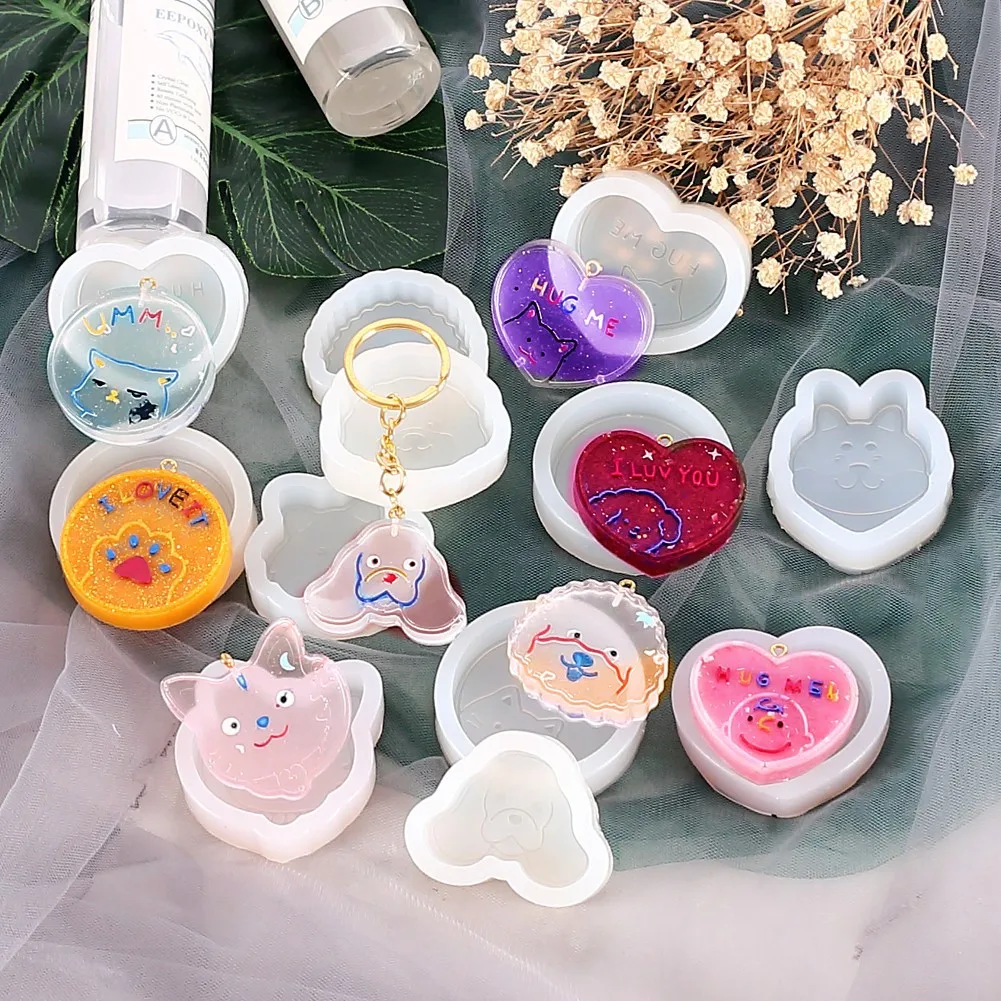 

Heart Silicone Molds for Epoxy Resin Circle Round Silicone Keychain Mold Pendant Key Chain Mold for DIY Decoration for Handmade