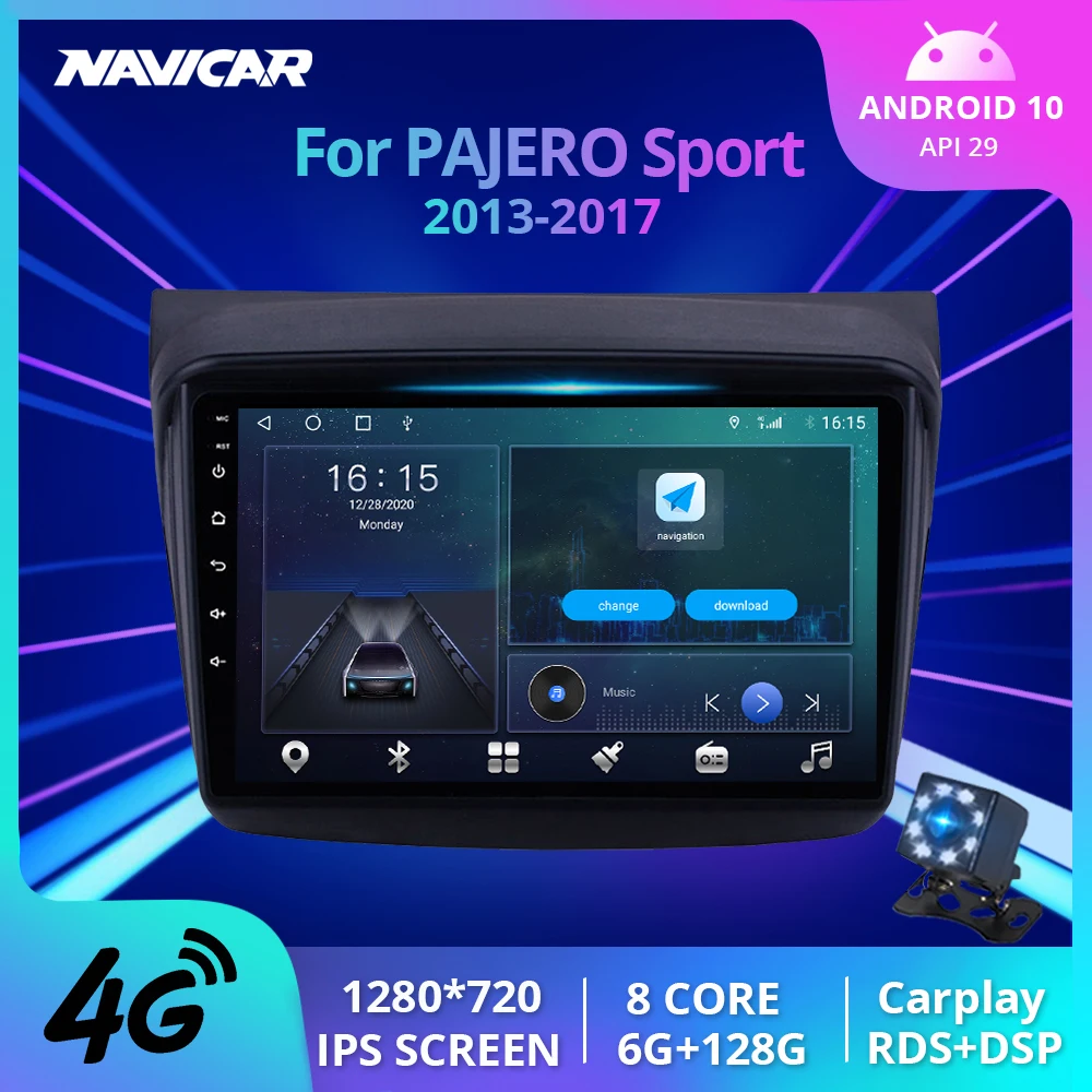 Автомагнитола 2DIN Android 10 для MITSUBISHI PAJERO Sport/L200/2006 + Triton/2008 2010 Автомобильный