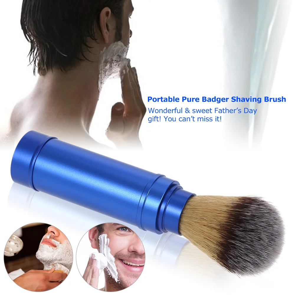 Синтетическая кисть для бритья барсука портативная синяя путешествий с ручкой