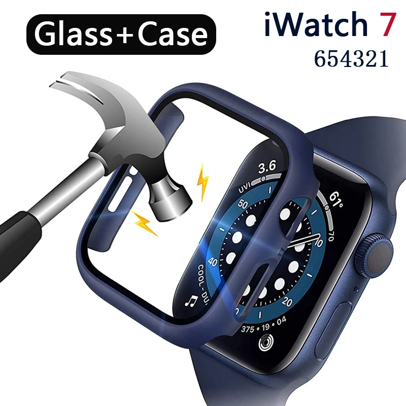 

Glass + Case For Apple Watch case 7 6 45mm 41mm 44mm 40mm 42mm 38mm Cover bumper+Screen Protector for iwatch serier 3 4 5 6 SE