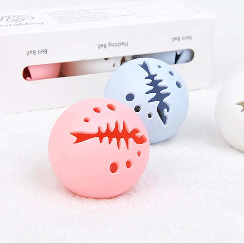 3 шт. игрушка для домашних животных кошек игровой мяч три цвета пластиковые